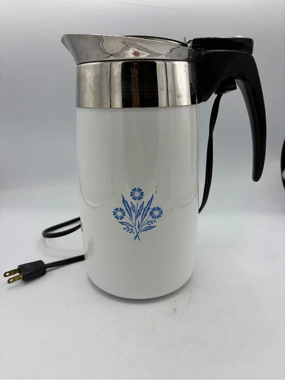 Corningware White Electric Pitcher with Blue Floral design - No Lid
